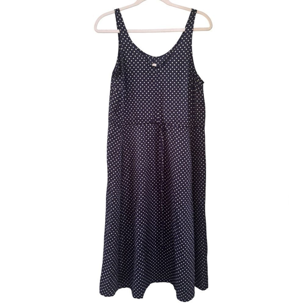 Raquel Allegra Tank Polka Dot Drawstring Dress Navy 1